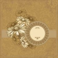 Vintage frame with blooming chamomile