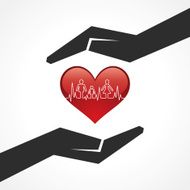 Save heart with heartbeat concept