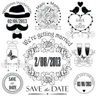 Decotative set of artistic wedding elements