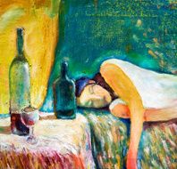 Young women with a wine bottles N2