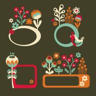 Set of cute banners with birds and flowers