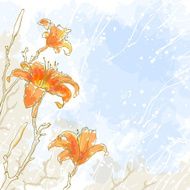 Romantic vector background with lily N2