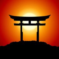 Sunset with japan gate