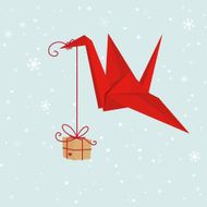 Origami crane with gift