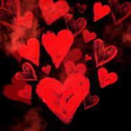 Watercolor background with hearts N3