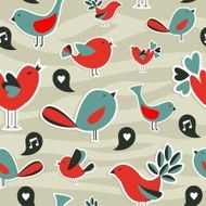 Fresh social media birds seamless pattern