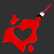 Vector paint brush with heart symbol