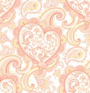 seamless pattern with Paisley and Heart pink N2