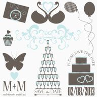Vector collection of decorative wedding elements