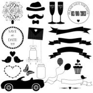 Vector set of decorative wedding elements on white background