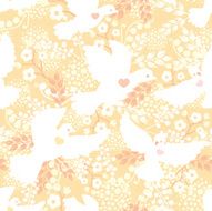Flying doves romantic seamless pattern