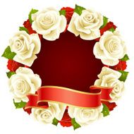 Vector white Rose Frame in the shape of round