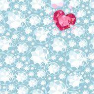 Ruby heart among diamonds seamless pattern