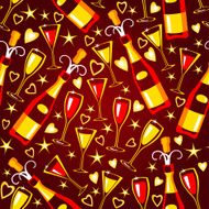 Seamless pattern with bottles end glasses