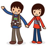 Happy young couple travel light ( Go hiking ) N2