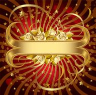 Gold banner with roses
