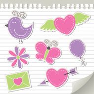 cute pink stickers set