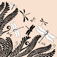 floral ornament with dragonflies N3