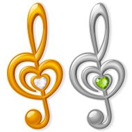 Treble clef in the shape of heart