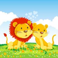 Couple Lions in Love