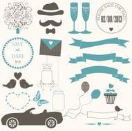 Vector set of decorative wedding elements N3