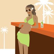 Hot Bikini Girl At a Bar With Mojito N2