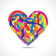 love concept colorful heart with paint strokes