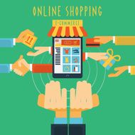 Online shopping hands concept print