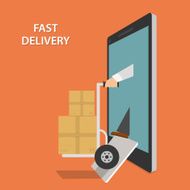 Fast Goods Delivery Isometric Vector Illustraion
