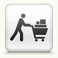 Square Button with Person Pushing Shopping Cart N2