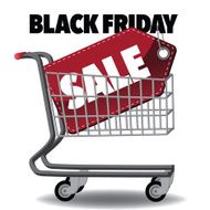 Black Friday shopping cart icon isolated