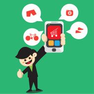 Shopping by phone cartoon