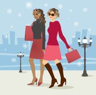 Two Attractive Women Doing Christmas Shopping