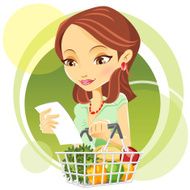 Cute Young Woman Grocery Shopping