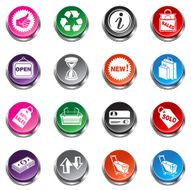 Shopping and Sale Icons - 3D Push Button Series