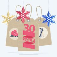 Sale labels for a Christmas sport sale