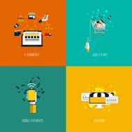 Icons for e-commerce add to cart mobile payments and webshop