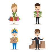 People shopping vector characters