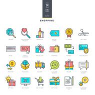 Set of line modern color icons for shopping N2