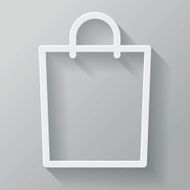 Shopping Bag Paper Thin Line Interface Icon With Long Shadow