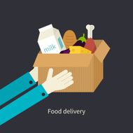 Flat design colorful vector illustration concept for grocery delivery