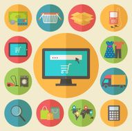 Internet shopping icons set e-commerce vector