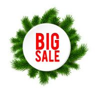 Christmas big sale label on fir background