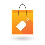 Orange shopping bag icon with a label