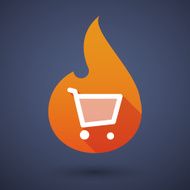 Flame icon with a shopping cart