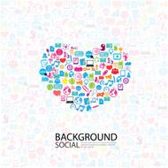 heart template design with social network icons background vect