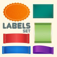 Collection of Five Colorful Blank Labels or Badges with Copyspace