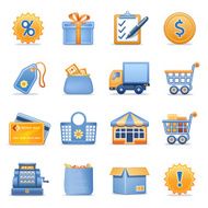 Shopping icons Blue orange series