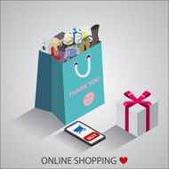 Shopping bag with different household appliances gadjets wear