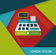 shopping cash register flat icon with long shadow eps10